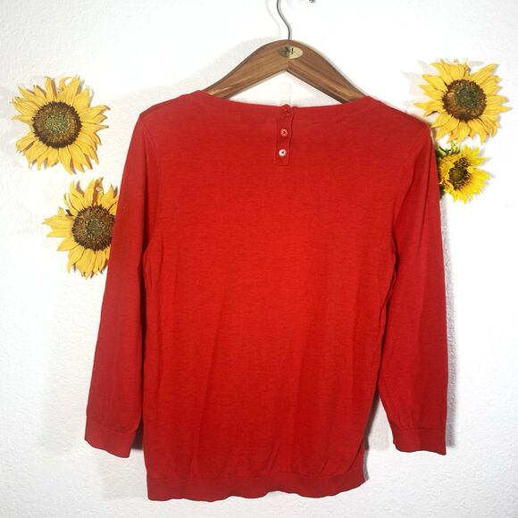 Talbots French Bulldog Red Crewneck Sweater Size Medium Womens - Picture 4 of 8